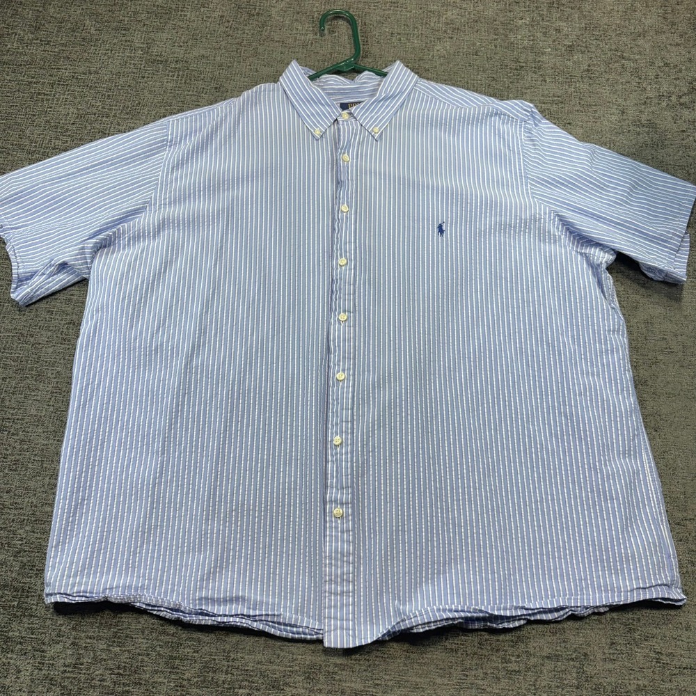 Polo Ralph Lauren Button Down Shirt Mens 3XB Blue White Striped Untucked Fit - Picture 2 of 10